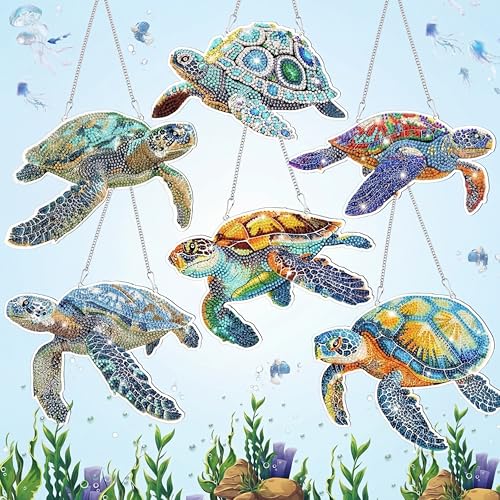 Xuhal 6 Pcs Sea Turtle Special Shape Diamond Art Kits for Adults 5D Diamond Painting Kits...