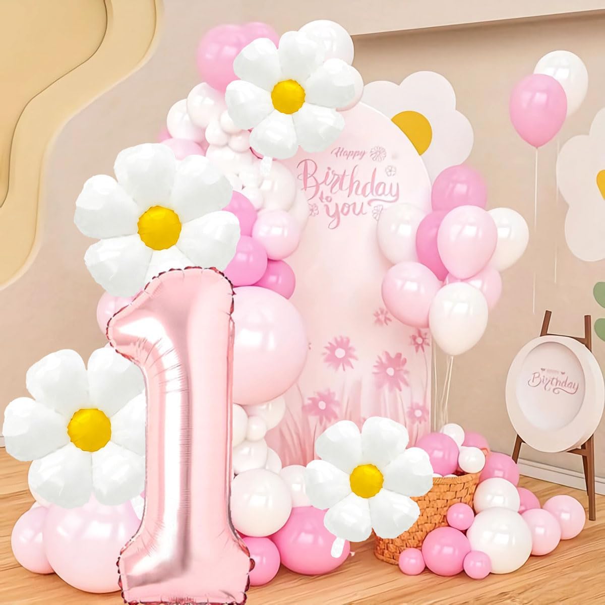 Lot De 6 74*80cm Ballons Marguerite Blancs, Ballon En Forme De Grande Fleur En Aluminium D Coration De F Te D Anniversaire 6 Pcs Moyen