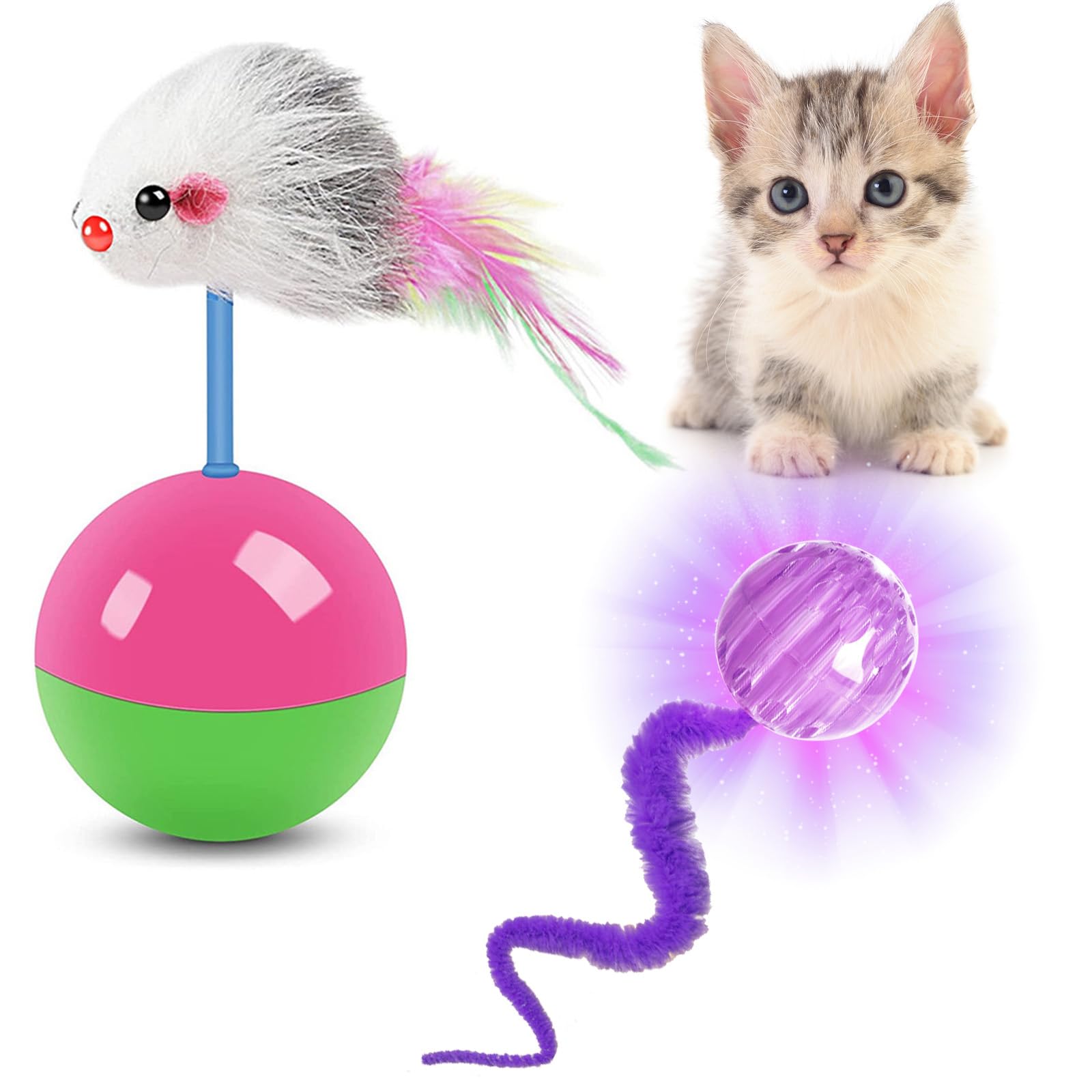 Amazon | HOMEBASICS 2点セット 猫 おもちゃ ボール 光るボール