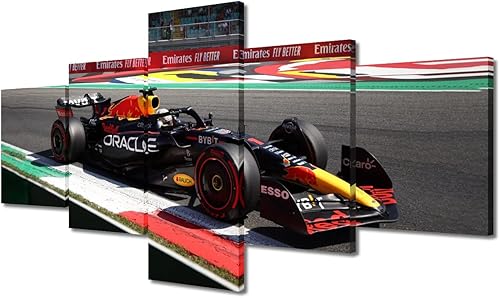 TUMOVO Póster de 5 paneles de arte de pared de automóvil sobre lienzo, pinturas artísticas de Estados Unidos, pista de carreras, automóvil