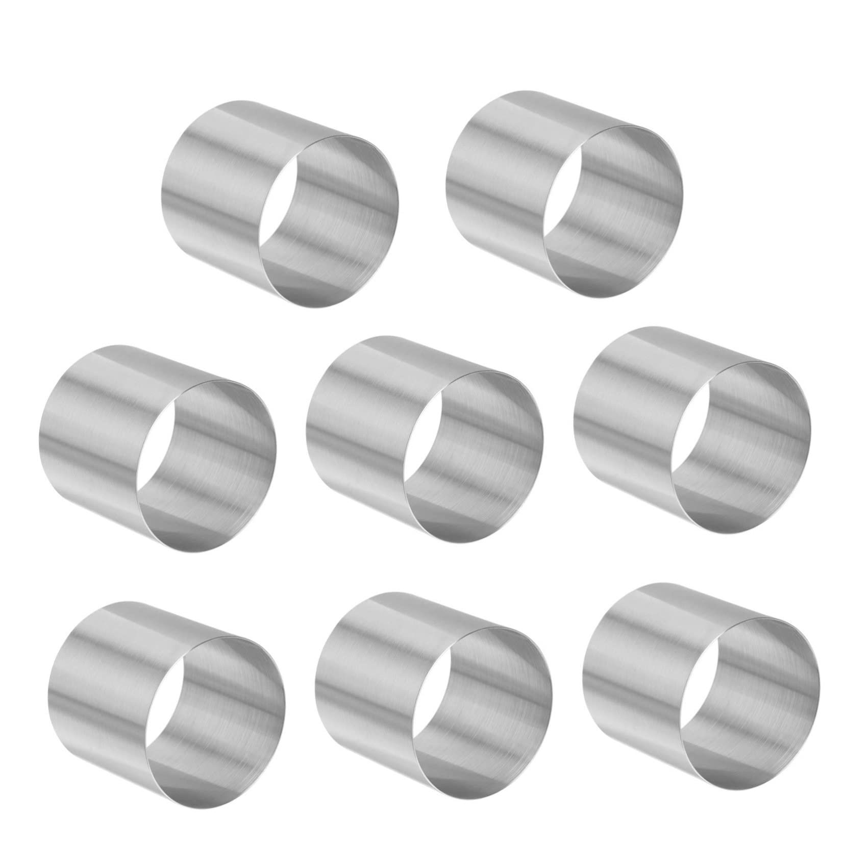 Set de 8 Moldes Redondos de Acero Inoxidable para Hornear Pasteles y Mousse, Bordes Lisos y Fácil Limpieza, Adecuado para Postres Delicados