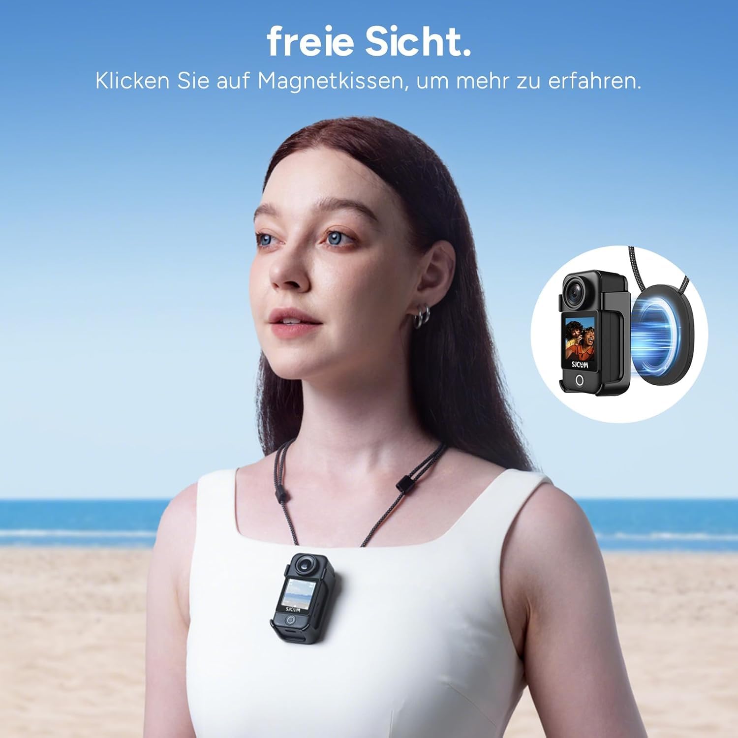 SJCAM C300 Vlog Kamera 4K(64GB),7 Stunden Akkulaufzeit,6-Achsen-Stabilisierung,Dual-Touchscreen,154° Weitwinkel,30M Wasserdicht,Action cam mit Zubehör-Kits Geschenke,Schwarz