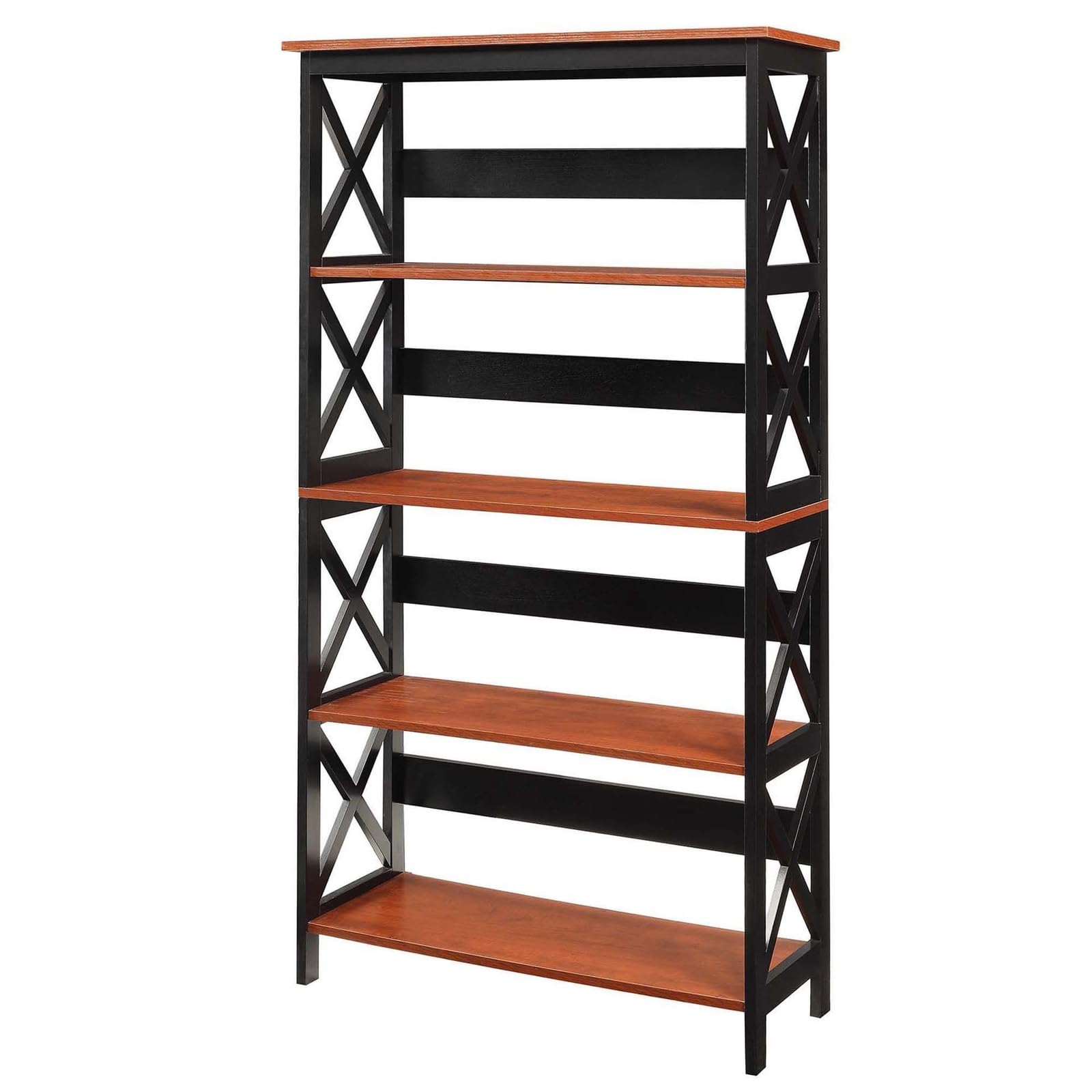 Convenience Concepts Oxford Bookcase 31.5" - 5-Tier Farmhouse Bookcase for Living Room, Modern Family Room Media & Display Storage Organizer for Home