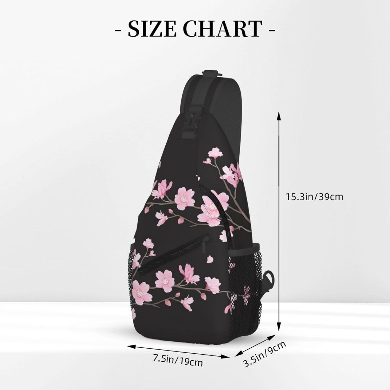 Cherry Blossom Sling Bag Abstract Japanese Pink Flowers and Petals on Branch Crossbody Backpack Cute Floral Print Chest Shoulder Bag Casual Sports Travel Hiking Daypack for Women Men image 3
