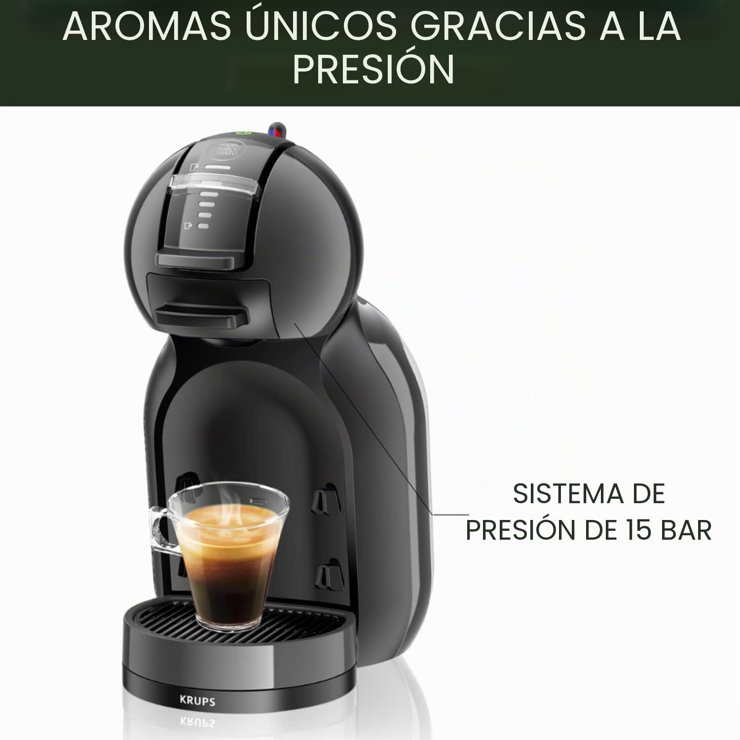 Krups Nescafé Dolce Gusto Mini Me, negro/gris, automático, calidad profesional, presión, 15 bar, gran variedad de bebidas frías y calientes YY1500FD
