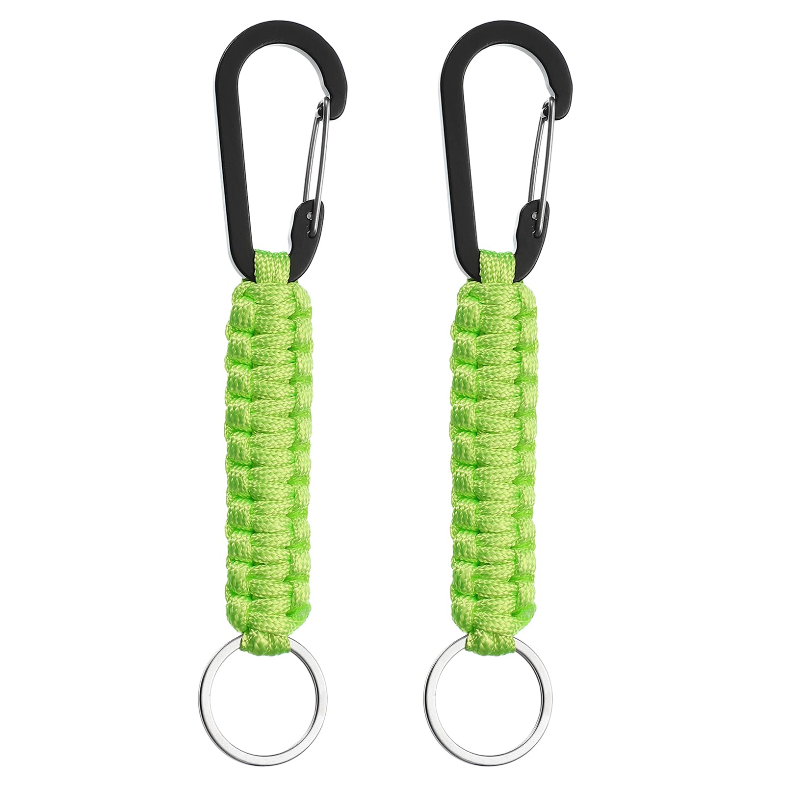 PATIKIL Paracord Keychain, 2 Pcs Survival Lanyard Keychain Cord with Hook Suitable for Camping Hiking Clip Key Backpack Tool Outdoor Fishing Key Ring, Light Green
