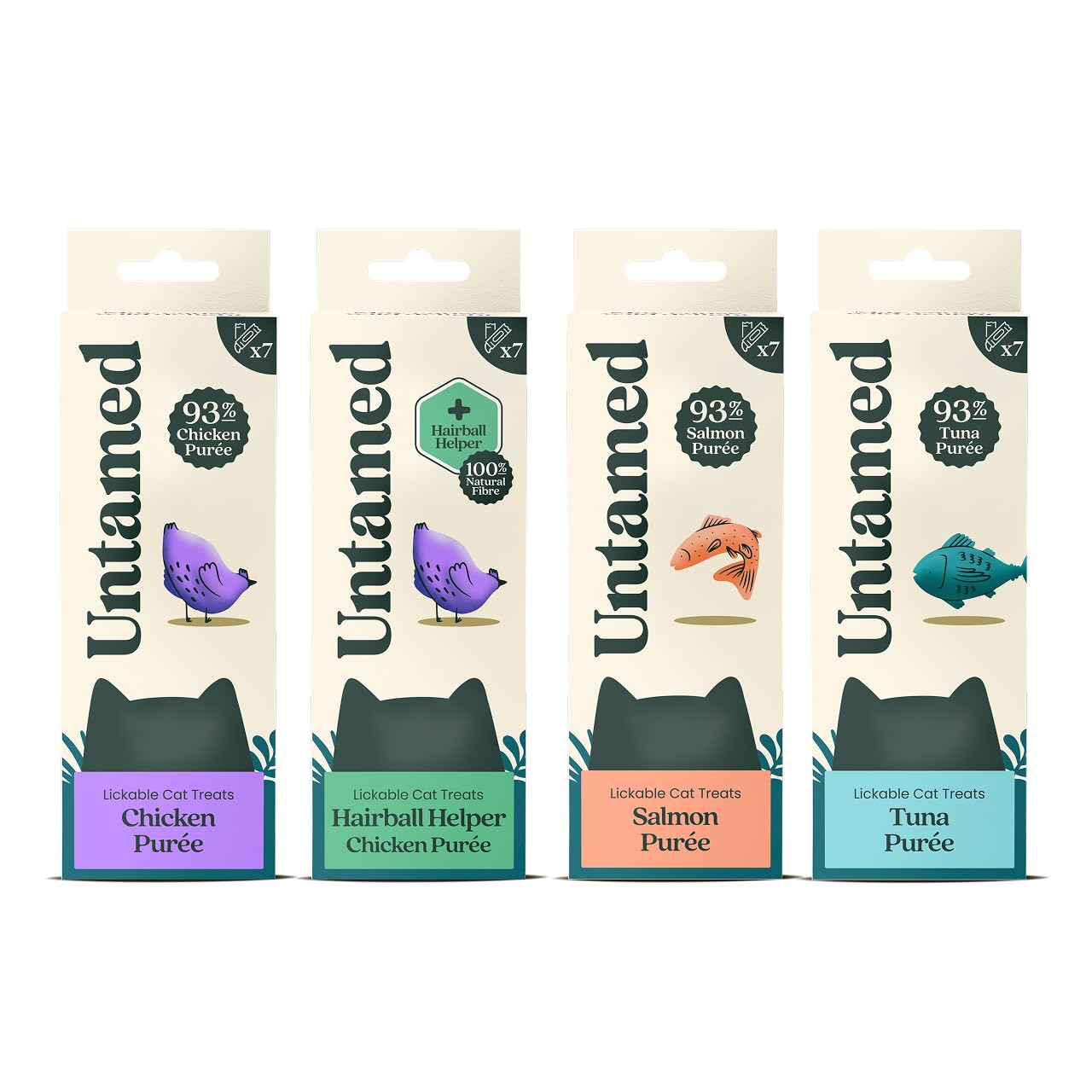 Untamed Lickable Cat Treats Variety 28 Pack, Mixed Flavours, Grain-Free