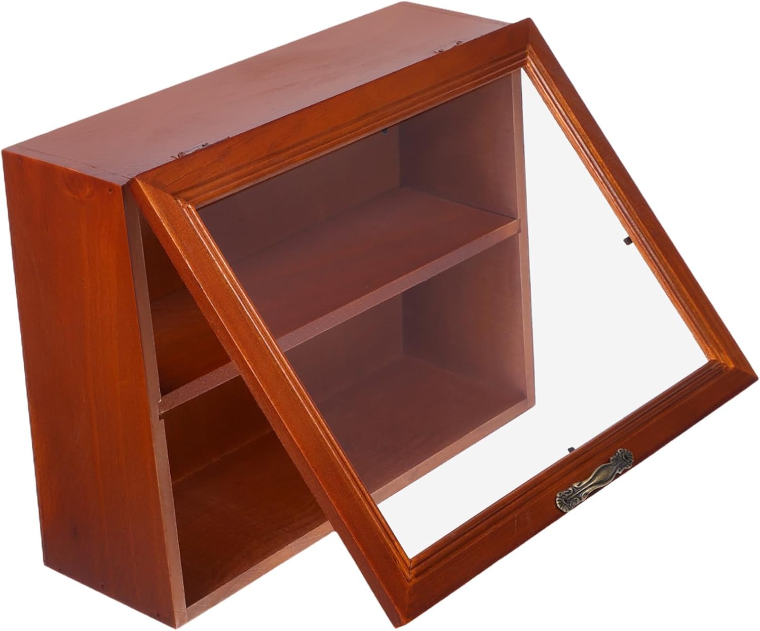 Small Display Cabinet Vintage Style Desktop Organizer for Car Models Jewelry and Handicrafts Storage Shelf with Doors for Living and Bedroom