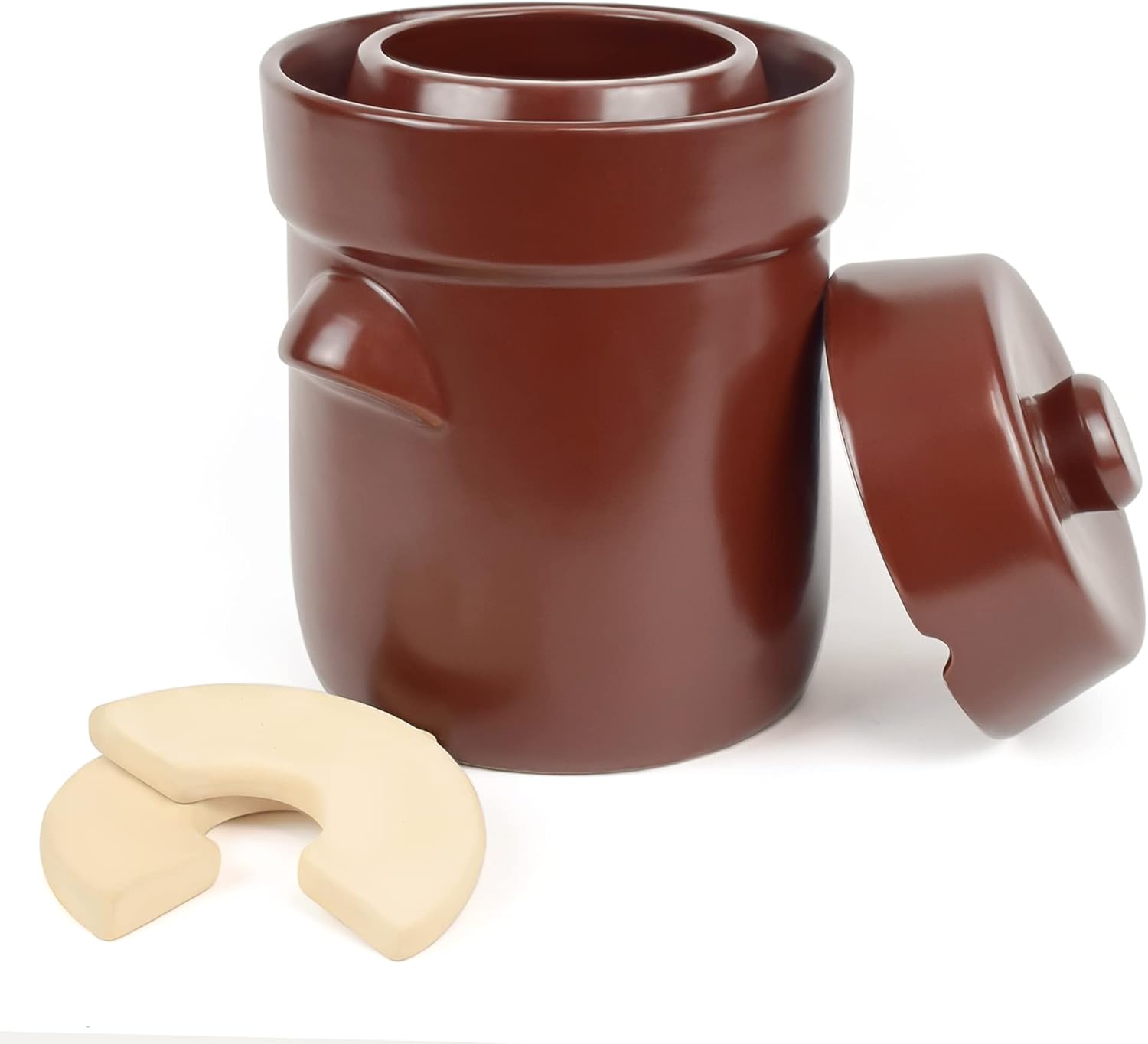 Fermentation Crock Jar 2 Liter/0.5 GallonStoneware Pot for