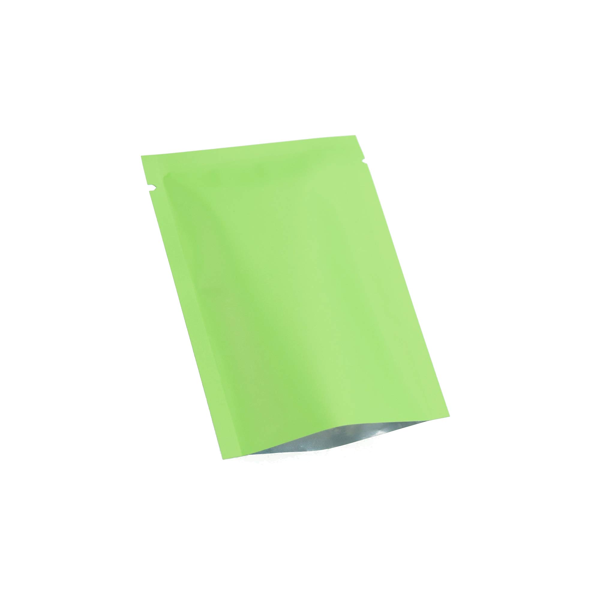 QQ Studio 100 PCS Metallic Mylar Foil Open Top Sealable Bags (9x13cm(3.5x5.1"), 100x Green)