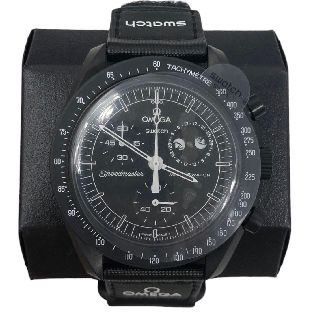 Swatch Orologio da Polso Moonswatch Omega x Mission to the Moonphase Snoopy Nero