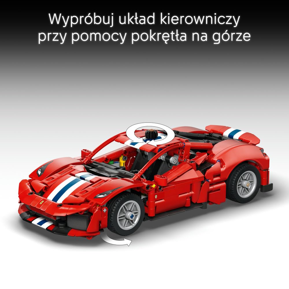 LEGO Technic Samochód Ferrari 488 Pista 42235 | Model samochodu, klocki konstrukcyjne Technic, prezent dla fana motoryzacji, zabawka dla 9-latka, 882 elementy