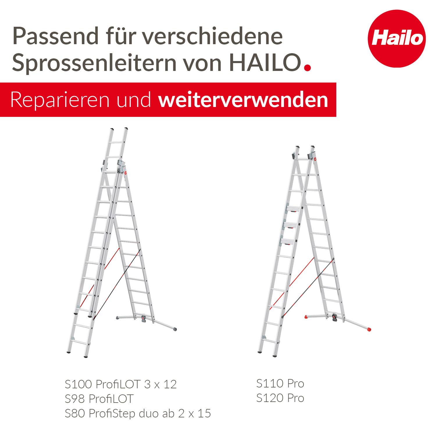 HAILO 9926-001 - Juego de 2 tacos para perfiles de 85 mm de escaleras ProfiLOT y ProfiStep