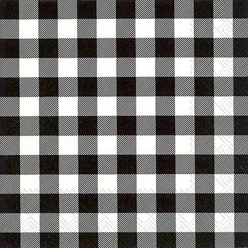 Boston International Ihr 3-Ply Paper Napkins, 20-Count Lunch Size, Buffalo Check Black #TOP10