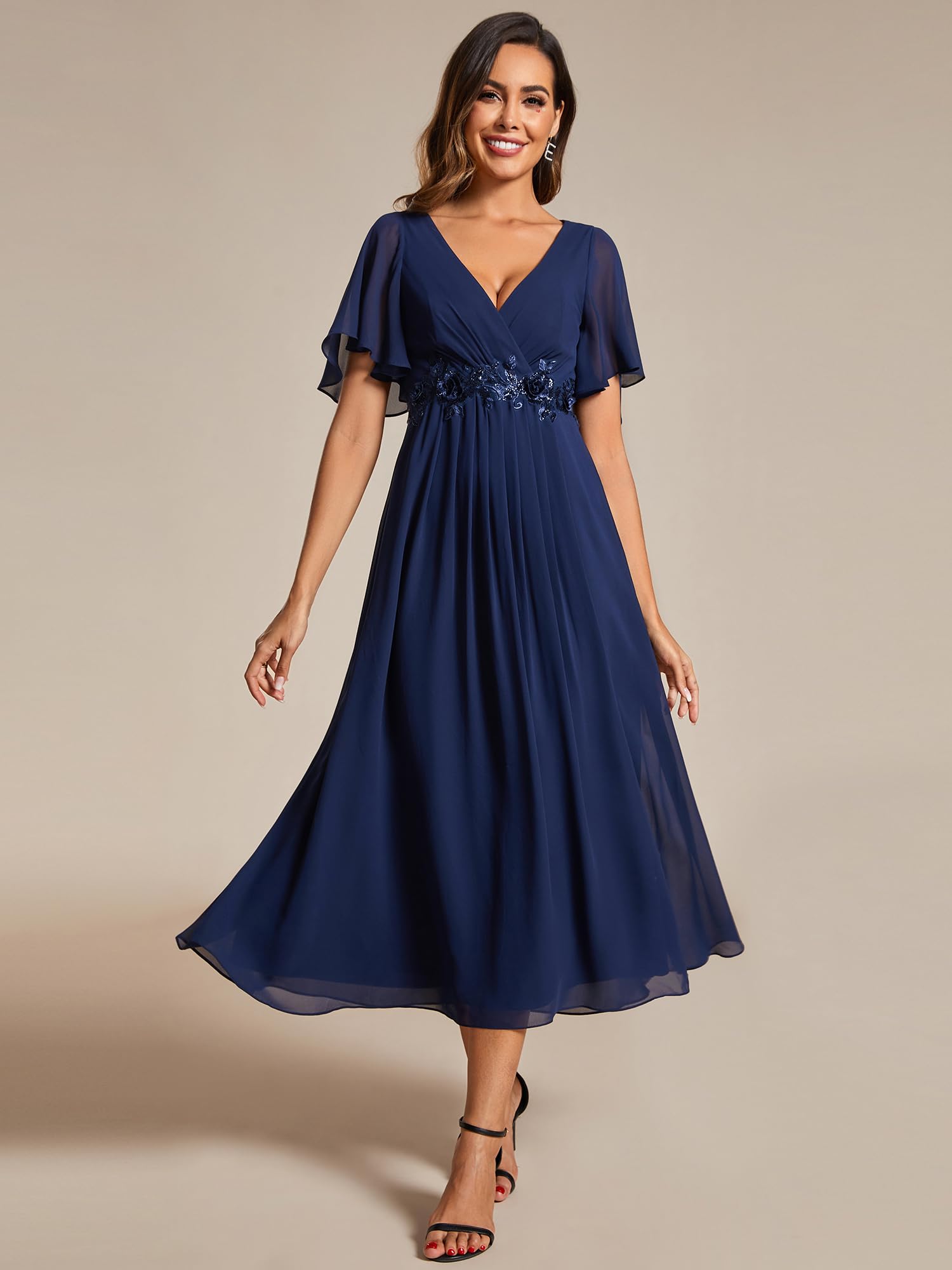 Ever-Pretty Abendkleider Damen Elegant für Hochzeit Knöchellang Hochzeitsgäste Kleid Cocktailkleid Festliche Kleider EG02093