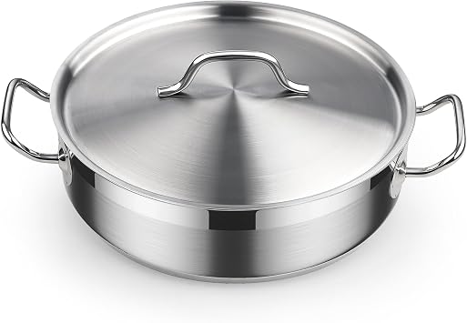 Cooks Standard Professional 4 Quart Stainless Steel Saute Pan with Lid, Deep Frying Pan Chefs All Purpose Skillet with Cover, Dishwasher & Oven Safe, Compatible with All Stovetops