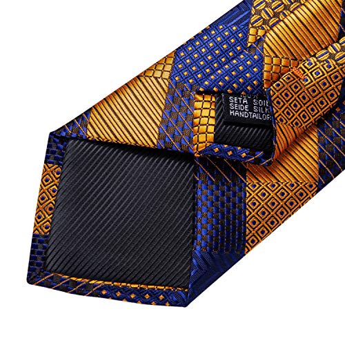 Image of DiBanGu Silk Ties for Men Necktie and Lapel Pin Brooch Set Formal Woven Paisley Plaid Striped Solid Tie Wedding Party
