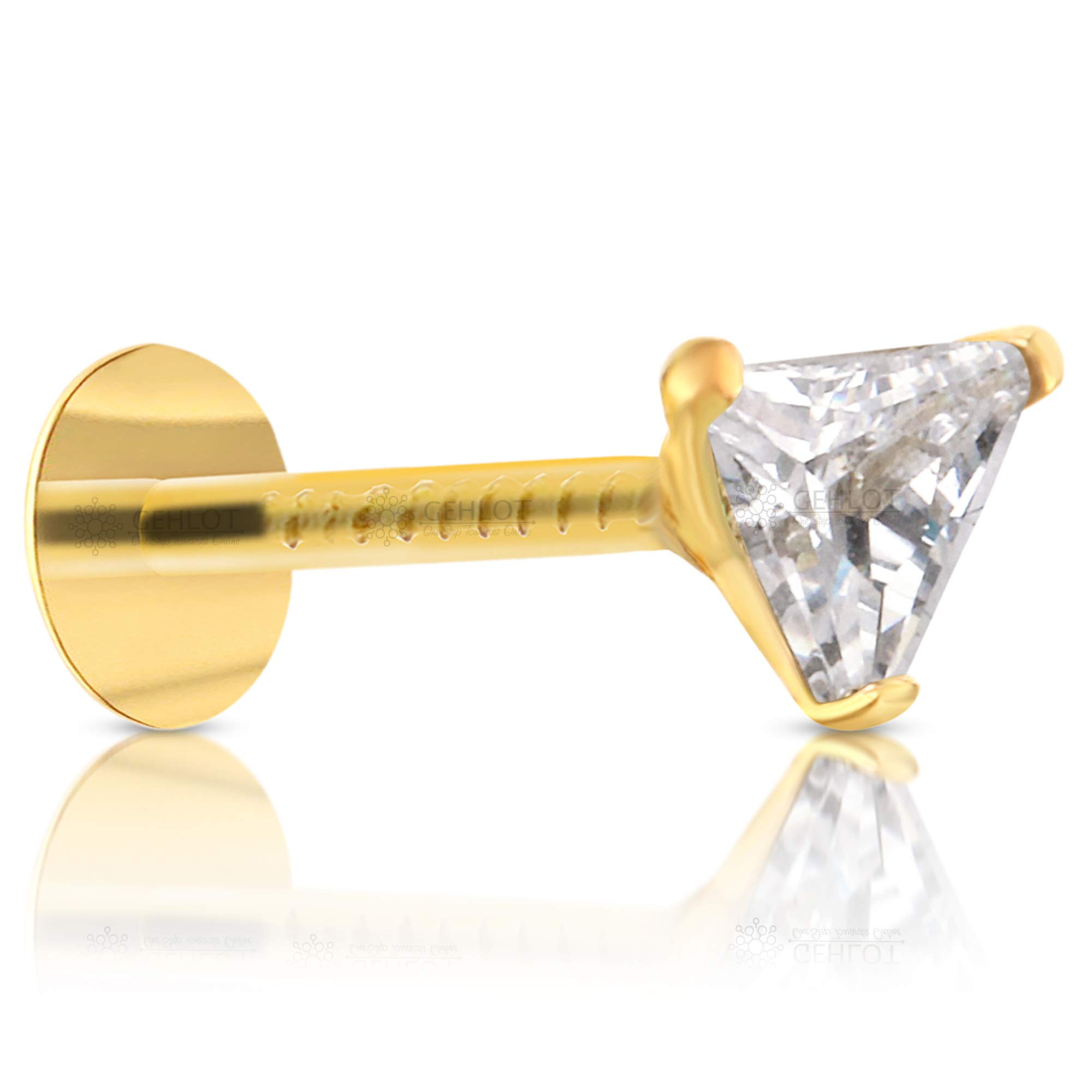 GEHLOT ; OneStep Towards Online Triangle Shape Diamond | 14K Pure Yellow Gold Nose Pins Studs,Diamond Nose Pins For Women And Girl - White (B08R2GLZB9) Amazon Price History, Amazon Price Tracker