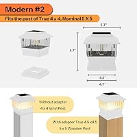 Vista 2 de Luces solares modernas para tapa de poste #2 (se adapta al poste de 4 x 4, nominal 5 x 5), 50 lúmenes con tres opciones de temperatura de color, luz