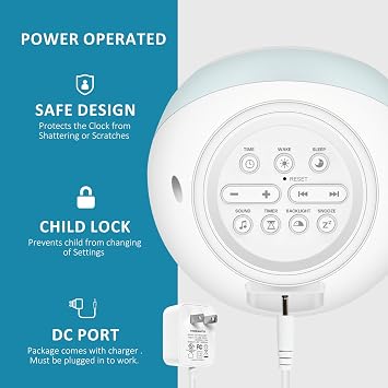 I.CODE Sun & Moon Rise Kids Alarm Clock, Children's Sleep Trainer ,Sleep Sound Machine, Wake Up Light & Night Light ,Teach Kids Day & Night