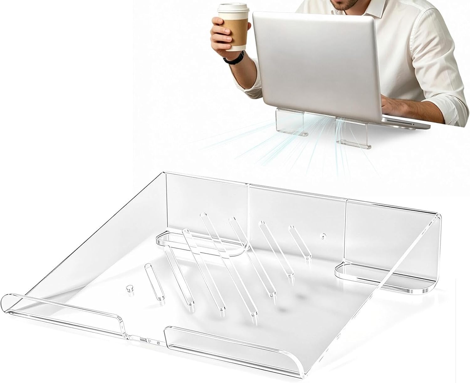 Acrylic Laptop Riser Ergonomic – Viewing Height Modern Ventilated Desktop
