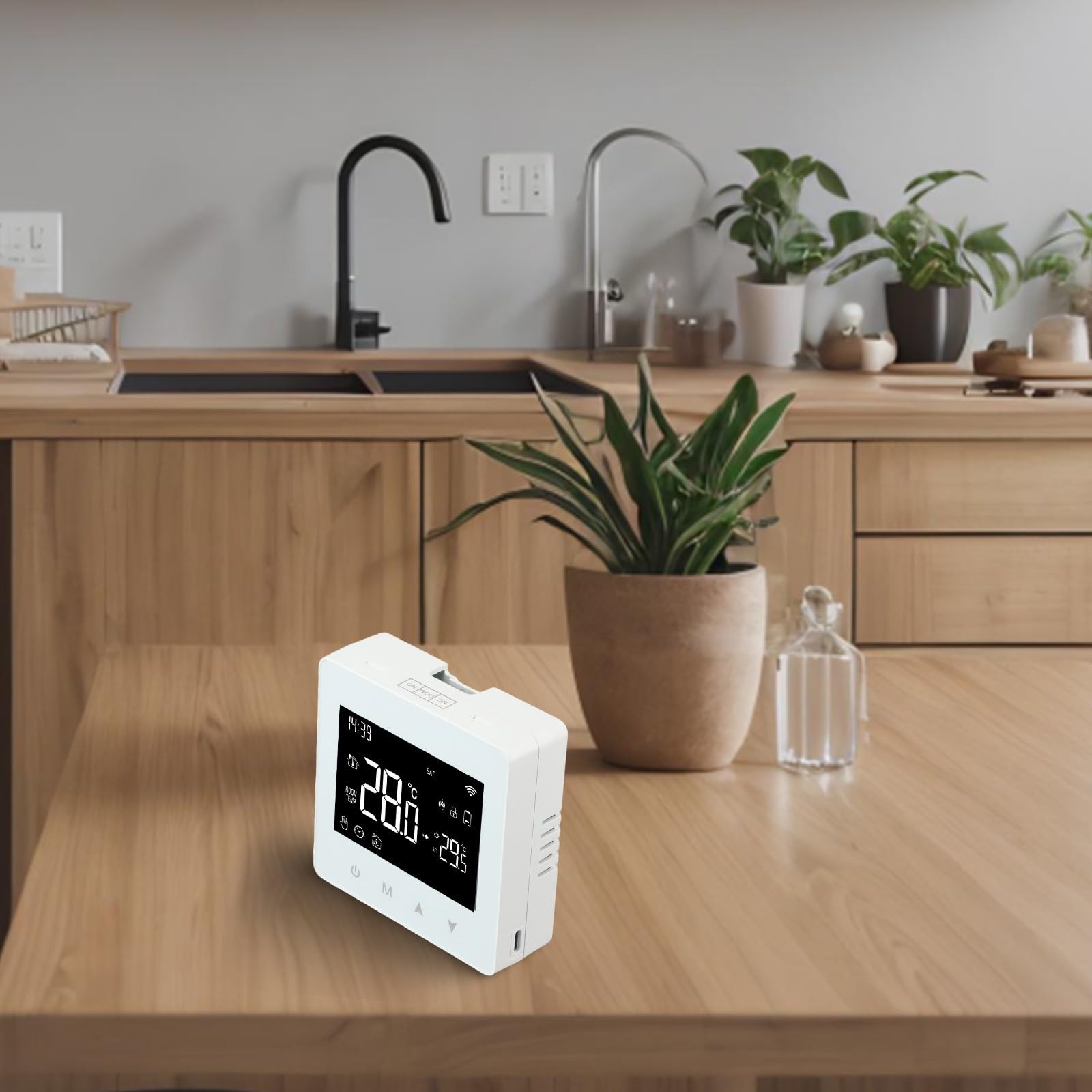 per TUYA Wifi Termostato, Termostato Termostato Intelligente Programmabile, Cronotermostato Smart Compatibile con Alexa e Home, Alimentazione a Batterie, Bianco
