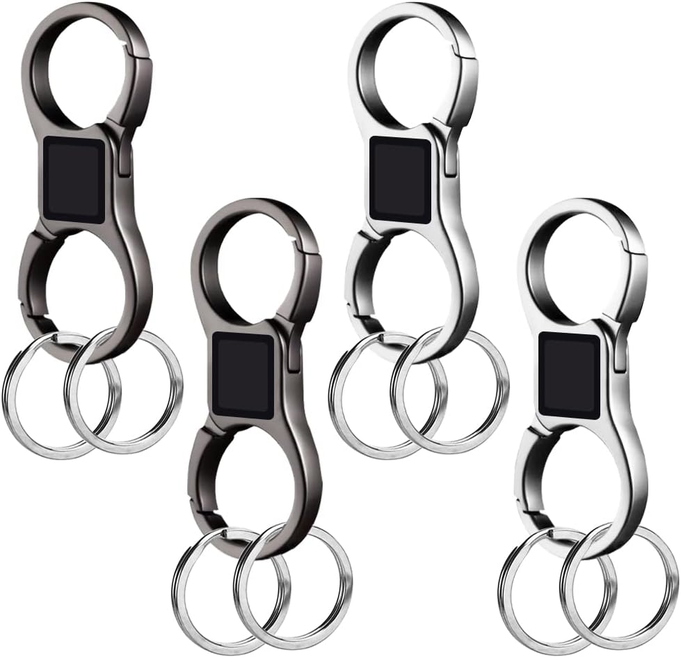 4 PCS Stainless Steel Key Chain, AFUNTA Key Ring Heavy Duty Detachable