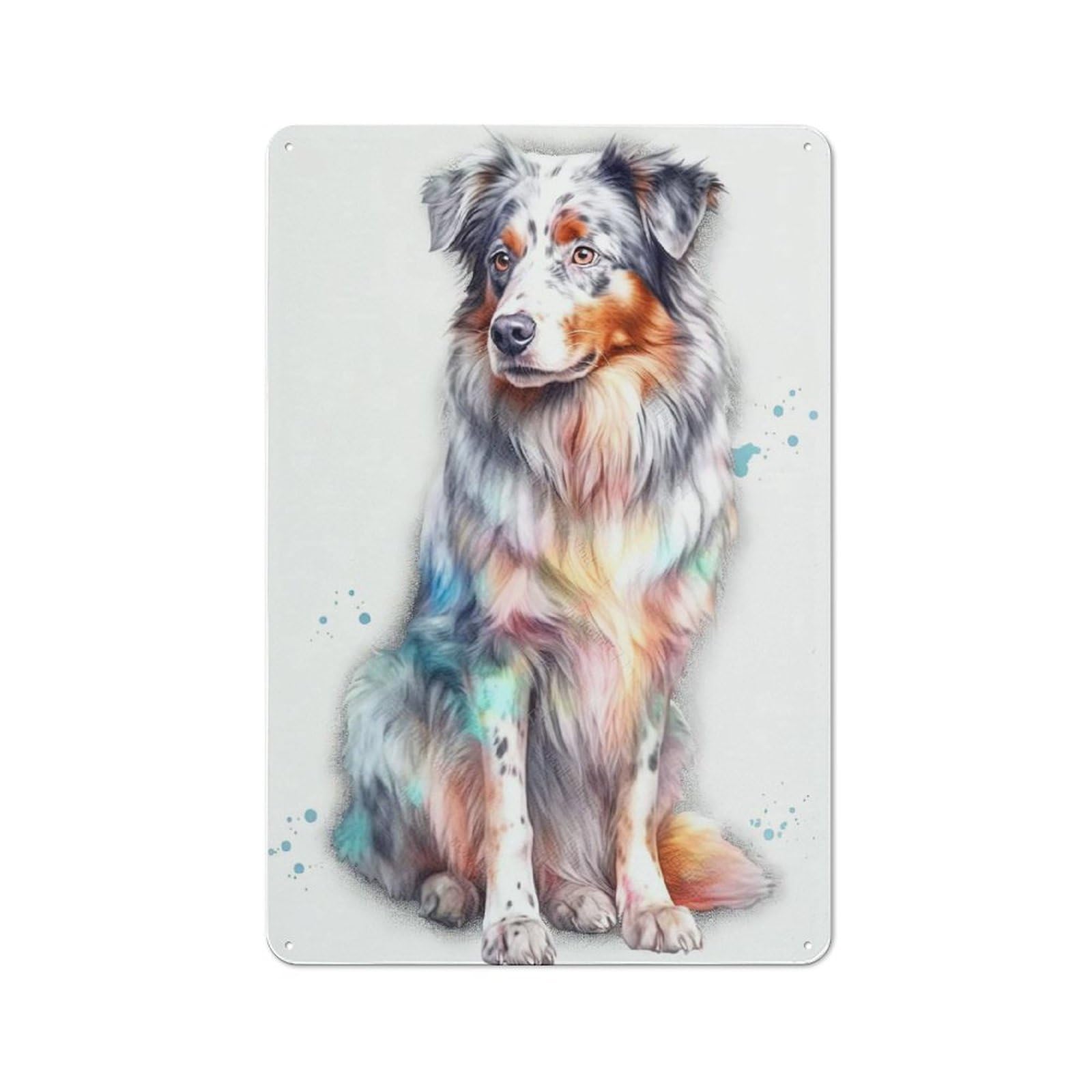 Junmoney Style-1 Metal Wall Sign 30X20cm Featuring Australian Shepherd Dog For Bar Or Restaurant, For Themed Interiors In Bars And Restaurants