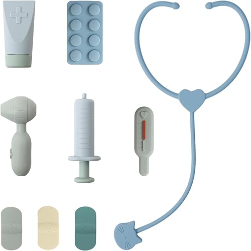 Miniatura 9 de BLUE GINKGO Kit médico para niños pequeños  10 piezas de silicona para niños pequeños (con bolsa)  Kits médicos de juguete duradero, juego de
