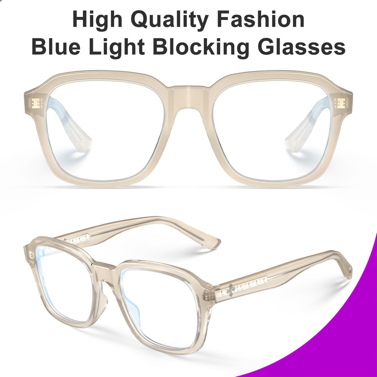 VISOONE Oversized Square Blue Light Blocking Glasses Fashion Computer Eyewear for Women and Men BENNETT - Image 3