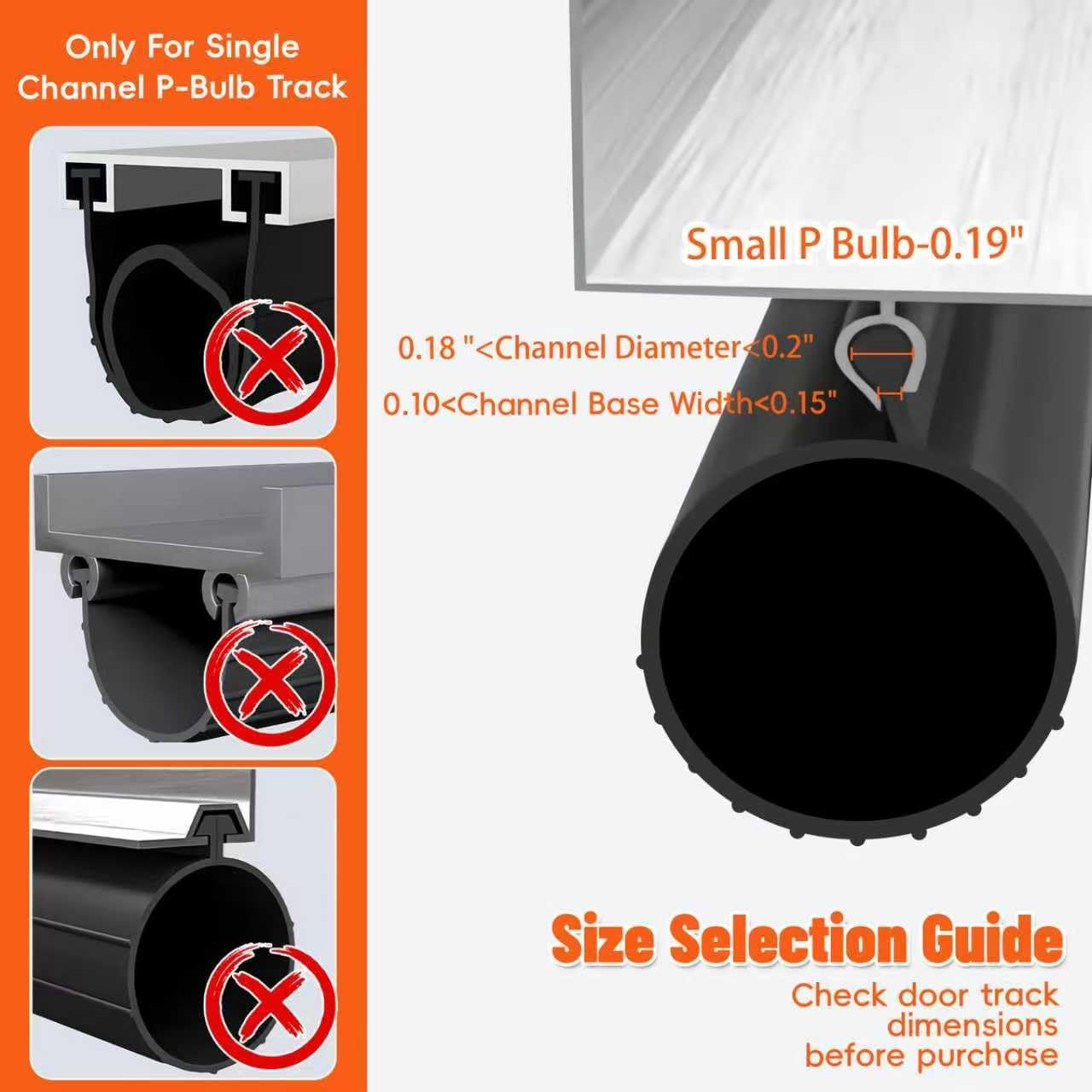 Garage Door Seal P Bulb - 16.5ft Flexible Weatherproof TPE Seal for Single-Channel Doors, Easy DIY Installation, Temperature Resistant, Fits Single Channel Garage Door (Black)