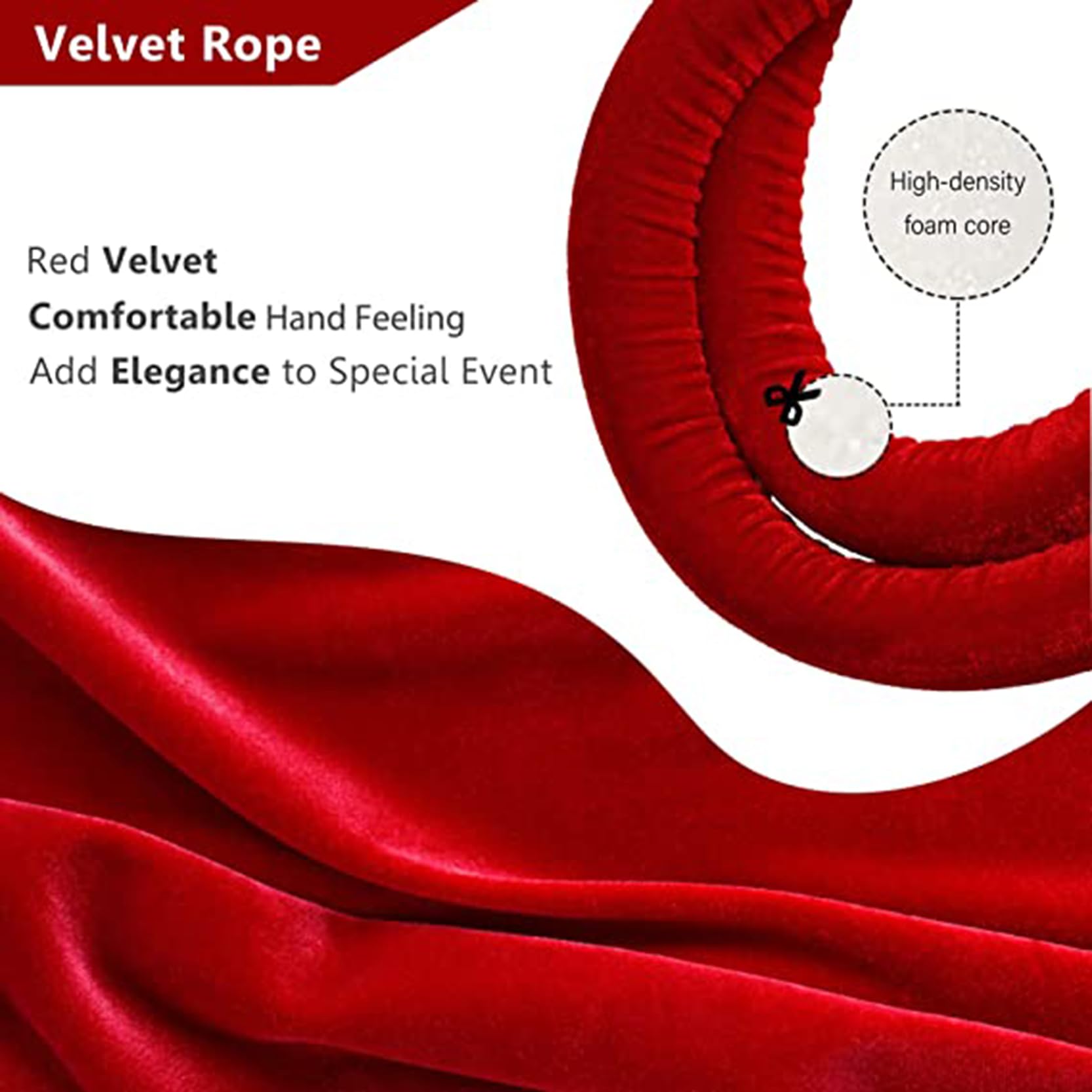 Cordini di controllo della folla in velluto con ganci a scatto dorati, confezione da 2 corde decorative per barriere per eventi, elegante supporto per appendere pali e pali