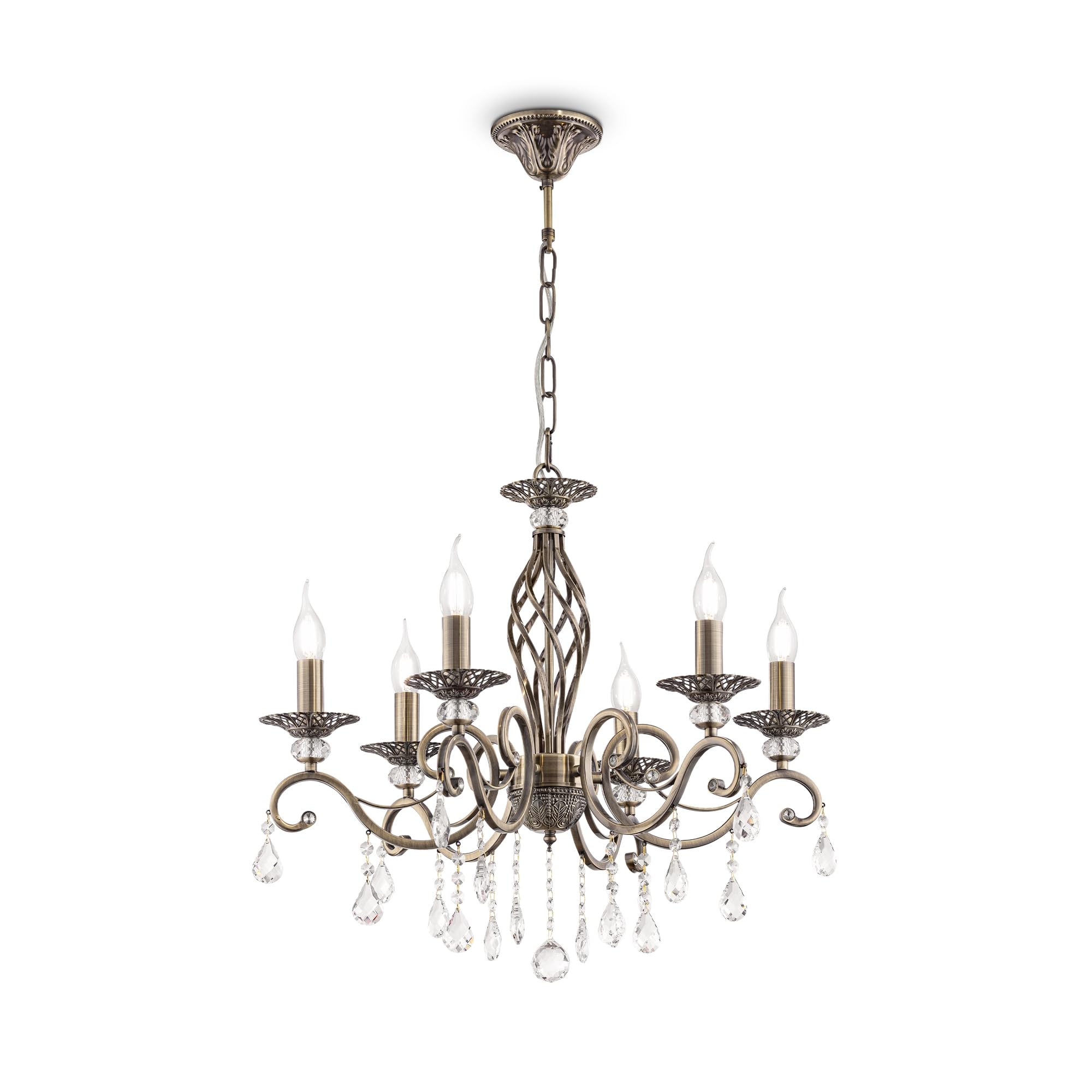 B&Q -  Luminosa Grace Chandelier Brass & Crystal6 LightE14