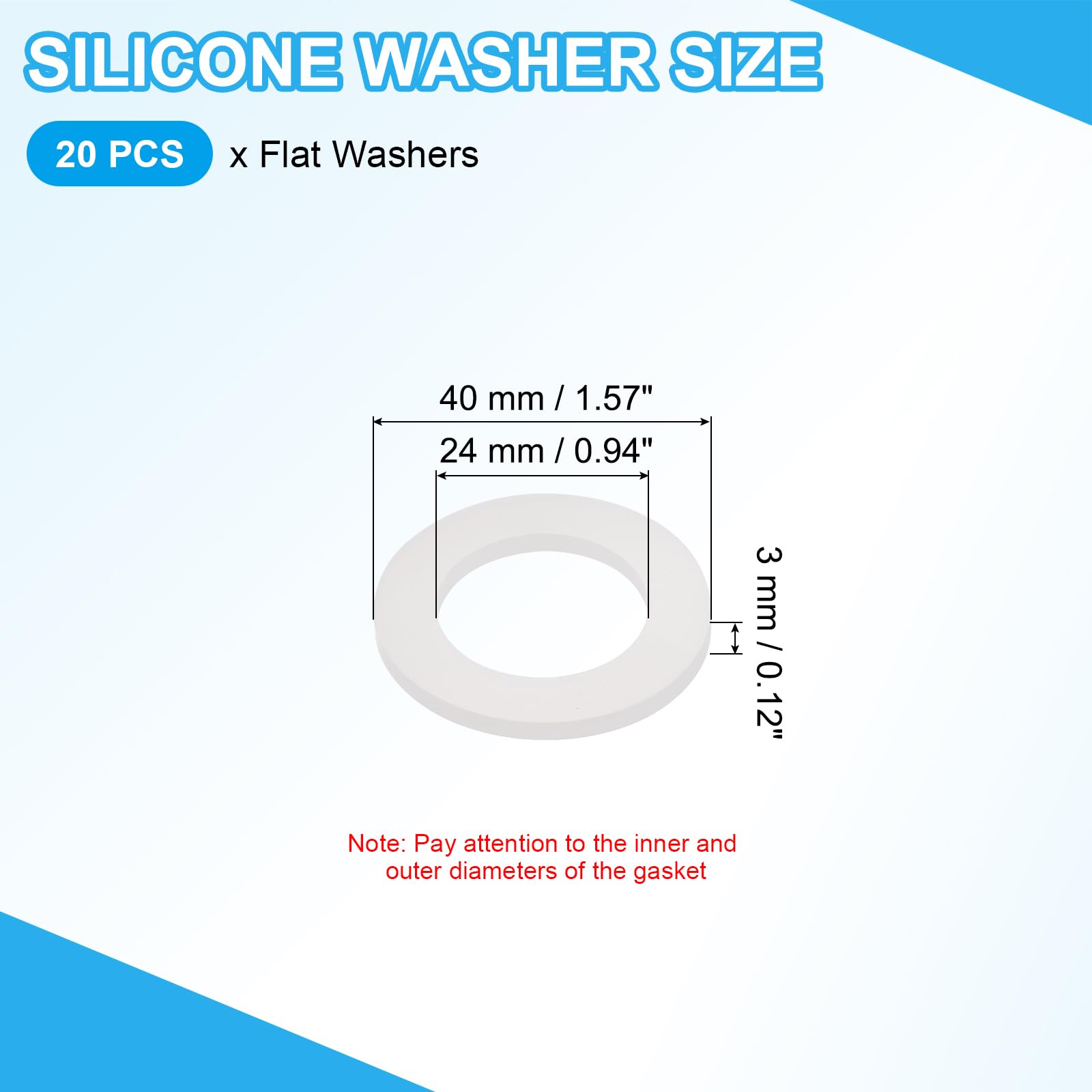 PATIKIL Silicone Flat Washer 24 x 40 x 3mm (ID x OD x Thickness) - Image 2