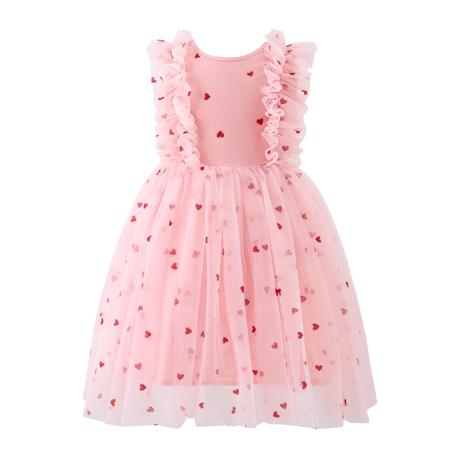 Toddler Girl Flower Gril Princess Dresses Dot Tulle Puff Sleeve Party Tutu Dress for Birthday