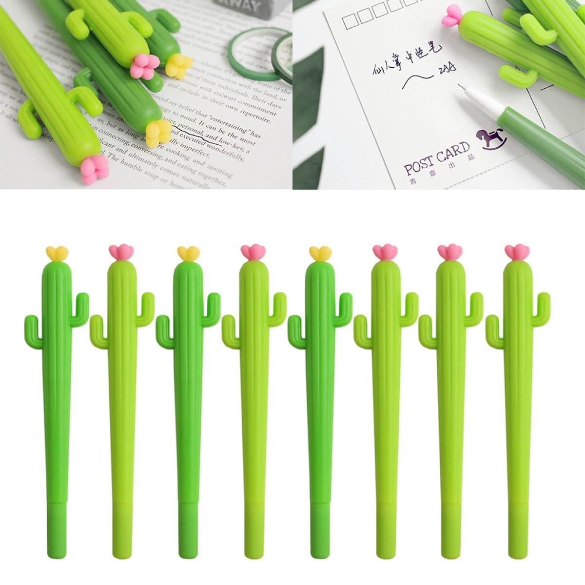 Penne Gel a Forma di Cactus e Inchiostro Nero Punta Fine 0,5mm Set 24 Portatili Penne in Plastica Regalo come Regalo Creativo e Adorabile