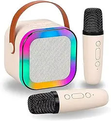 Karaoke Infantil Portátil LED Bluetooth Com 2 Microfones Sem Fio