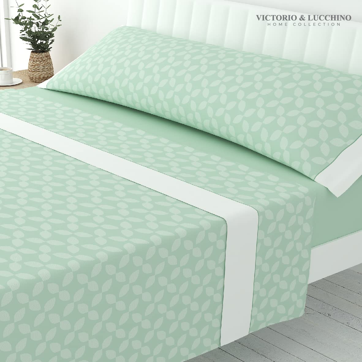 Victorio & Lucchino Juego de Sábanas Estampadas de Verano Algodón/Poliéster (Cama 90cm (1 Almohada), Maria - Aqua)