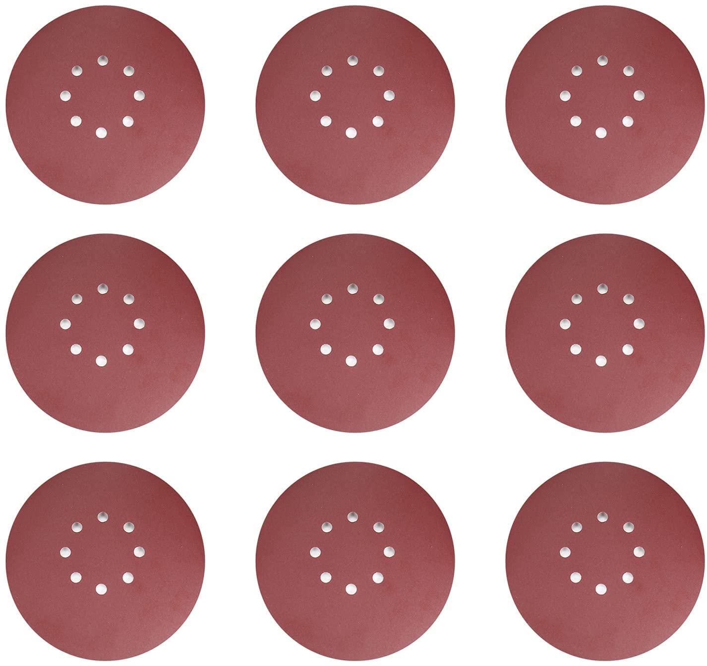 Heyiarbeit 10Pcs 9" 8 Hole Hook and Loop Sanding Disc 240Grit Flocking Sandpaper Random Orbital Sander Paper