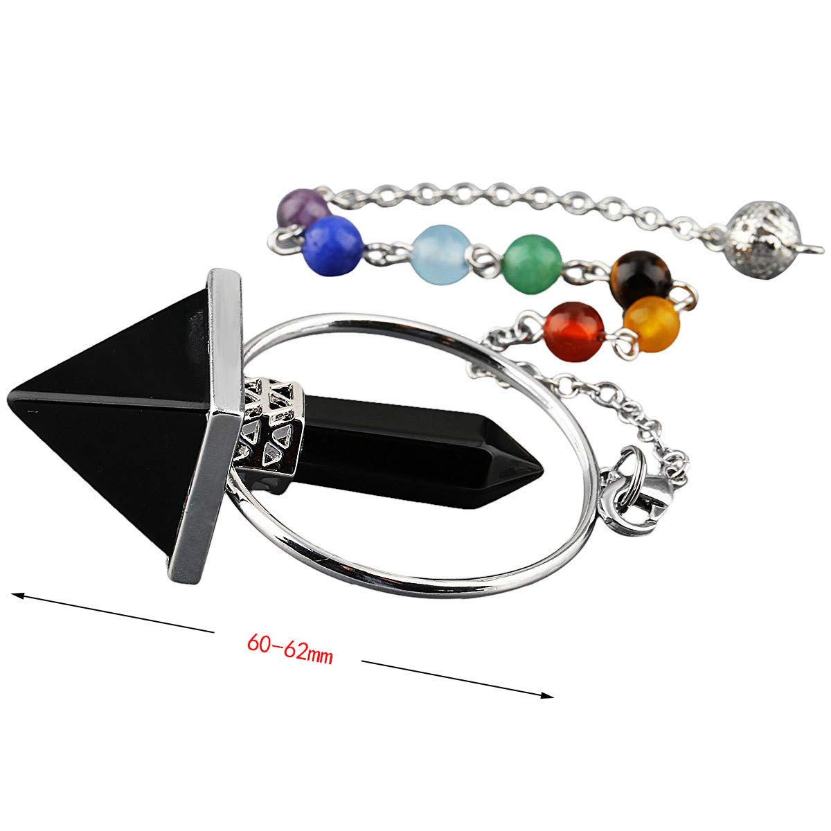 Nupuyai Obsidian 7 Chakra Pyramid and Pendulum Set, Healing Stone Kit - Image 3