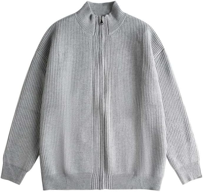 JSEIAJB Men's Design Sense Zipper Casual Thick Casual Cardigan Sweater Loose Knit Men's Coat