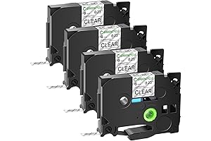 GREENCYCLE 4 Pack 18mm Black on Clear Tape Compatible for Brother TZe-111...