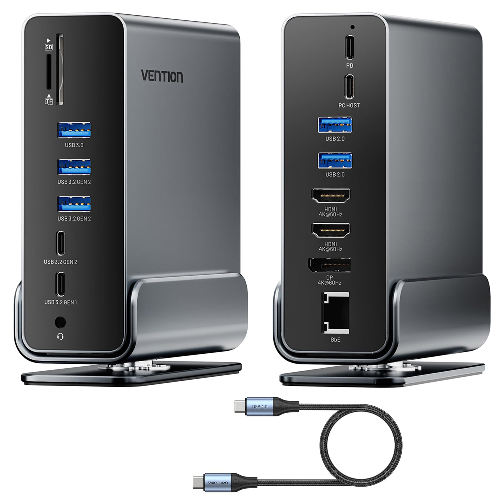 Docking Station USB-C 15-in-1 per configurazione a doppio monitor,triplo display,compatibile con PC Windows,Thunderbolt 3/4,con doppio HDMI 4K,DP,100W PD,USB 10Gbps,RJ45,audio,slot per schede SD/TF