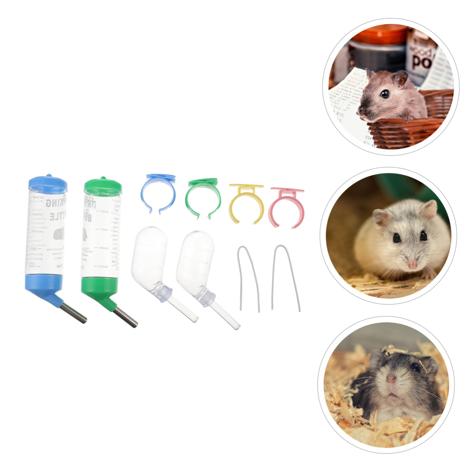 Angoily 12 Stück Haustier-Wasserbrunnen Igel-Strohhalm Tropf-Wasserspender Kleintier-Wasserflaschen Outdoor-Wasserflasche Auslaufsicher Kaninchen Rennmäuse Wassernippel-Trinker