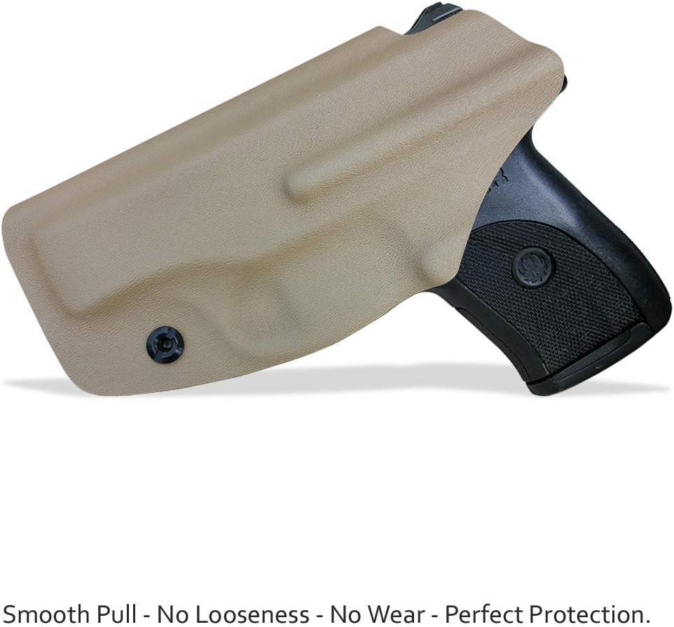 Ruger EC9S Holster, Kydex IWB Holster Custom Fit: Ruger EC9S / LC9 / LC9S / Ruger LC380 Pistol - Inside Waistband - Adj. Cant Retention - Cover Mag-Button - No Wear - No Jitter