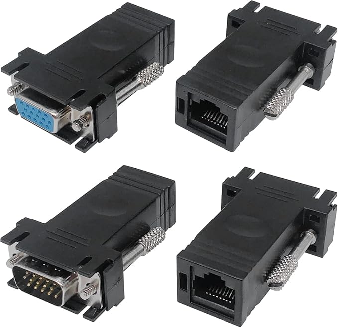 Jienk 4Pcs VGA Extender Over Adapter, VGA Male