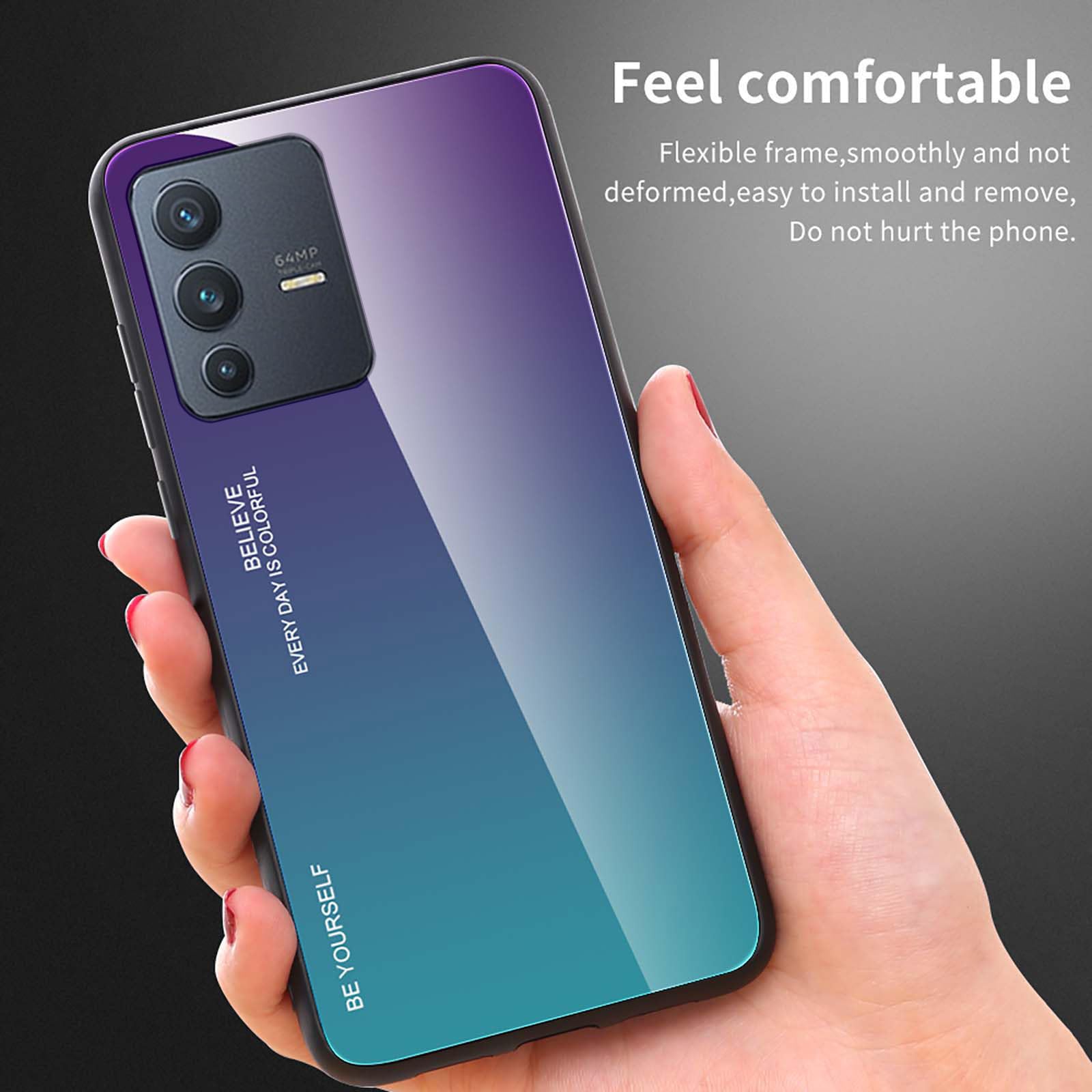 WEIOU Cover In Vetro Temperato 9H Per VIVO V23 5G / S12 5G - Custodia Sottile Con Bordo TPU