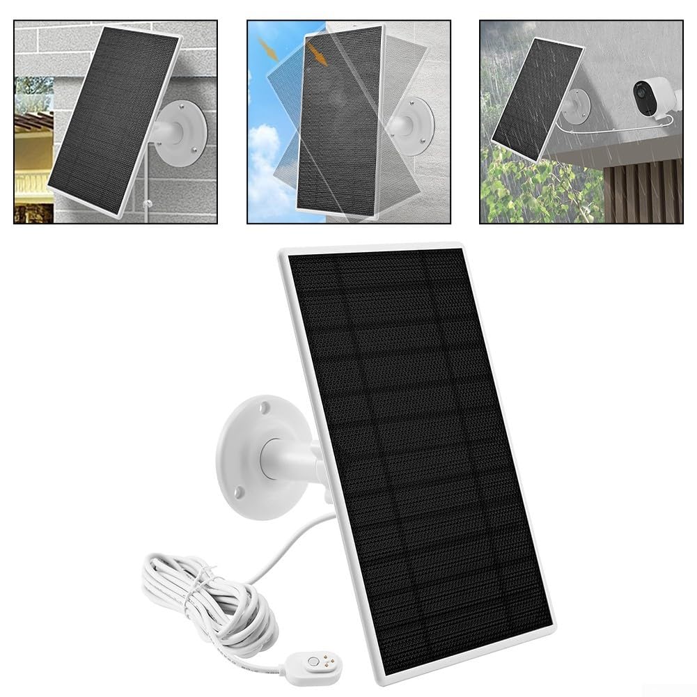 Panneau Solaire 5W pour Caméras de Sécurité pour Arlo, Alimentation Continue pour Arlo Pro 5S 2K 4 3 Projecteur Ultra 2 (4K) et Go 2 Caméras, Résiste de -20℃ à 60℃ Installation facile