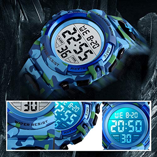 Image of Kids Watch,Boys Watch for 3-15 Year Old Boys,Digital Sport Outdoor Multifunctional Chronograph LED 50 M Waterproof Alarm Calendar Analog Watch for Children with Silicone Band,Kids Gift