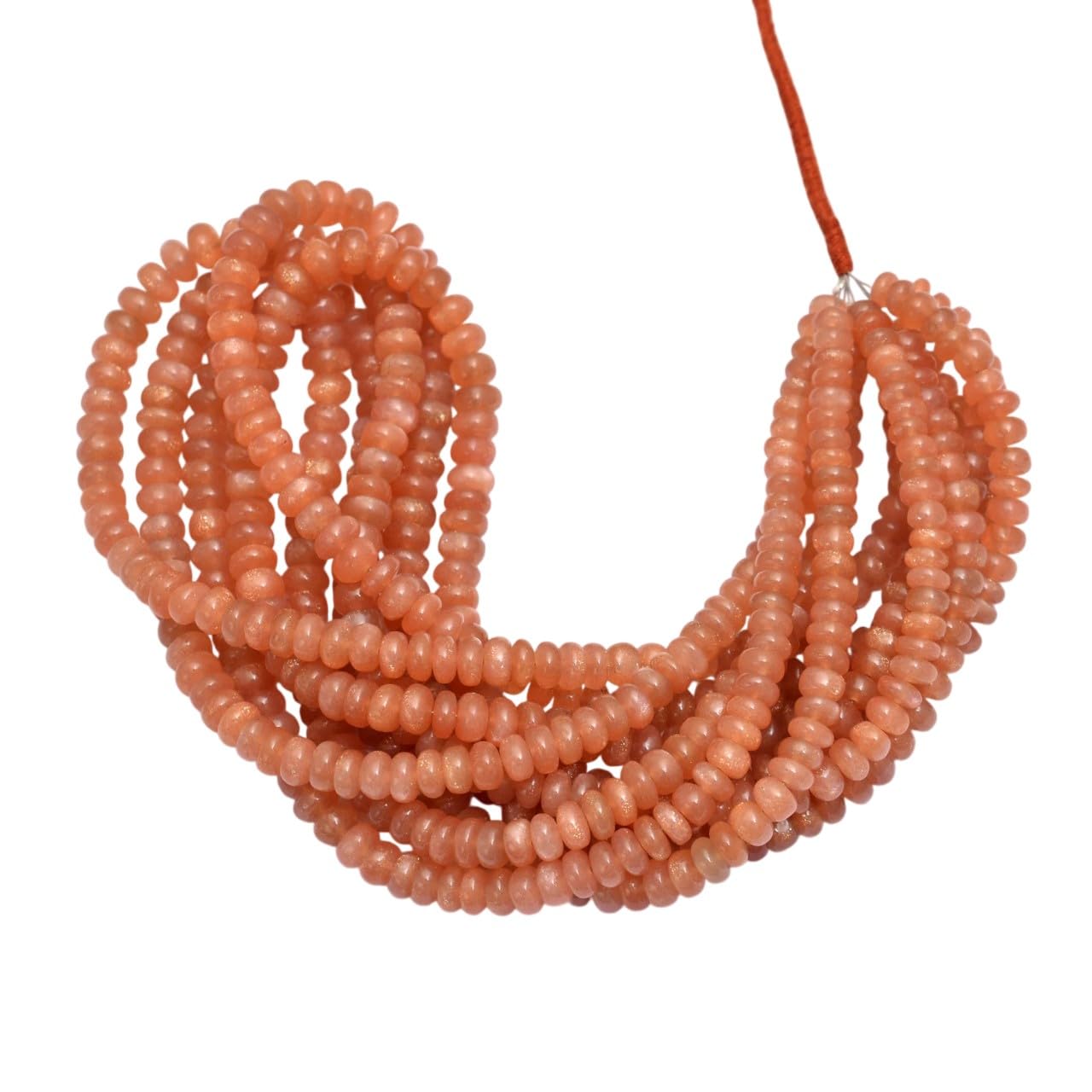 Naturalne brzoskwiniowe koraliki z kamienia księżycowego, gładkie okrągłe koraliki, 5-7 mm, sznurek 40 cm, półszlachetny brzoskwiniowy kamień księżycowy, luźne koraliki do produkcji biżuterii